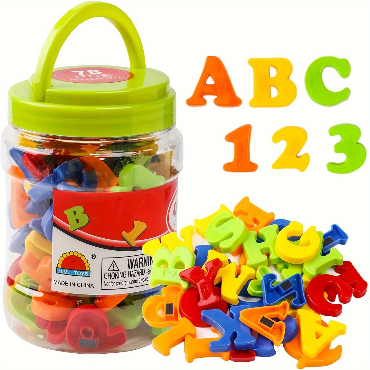 Kids Education Number - 78個の磁気文字数字アルファベット、カラフルなABC 123教育玩具セット、幼児向け学習スペルと数え方の練習