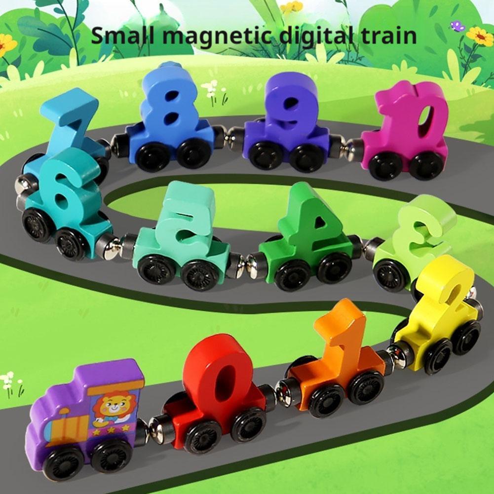 Kids Education Number - 木製磁気数字列車セット子供のための早期学習教育玩具幼児のための赤ちゃんカウント数学ビルディングブロック