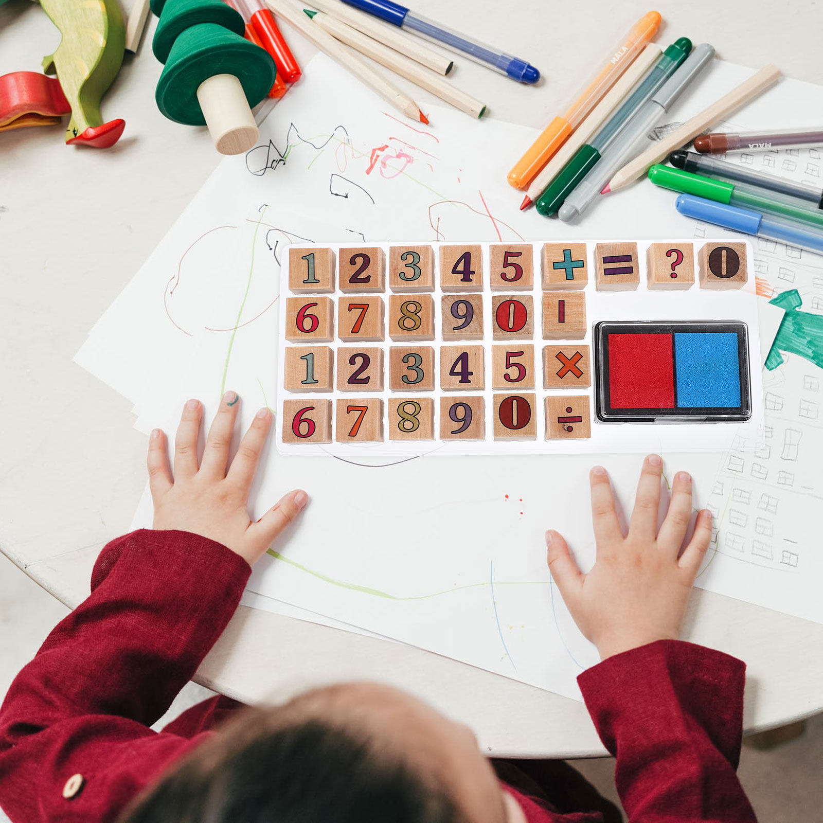 Kids Education Number - 1セットの木製数字スタンプ。創造性を育む学習用スタンプで、子供たちの誕生日や楽しい時間に最適。数字スタンプおもちゃ。