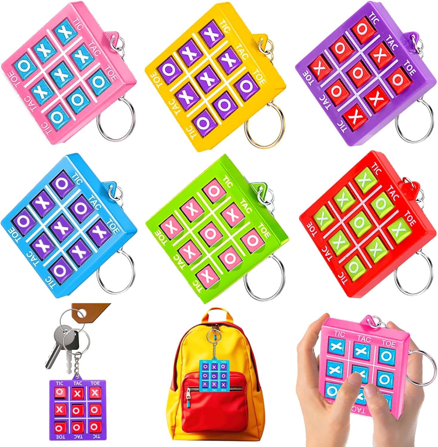 Kids Education Number - 1/8個入り 三目並べゲーム 子供向け知育玩具 キーホルダー付き 誕生日パーティーギフト プチギフト