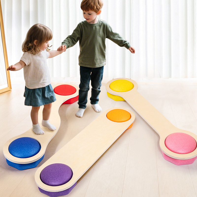 Kids Education Steps - 木製バランスビームステップストーン 感覚トレーニングおもちゃ 子供用室内遊具 幼児学習教育ゲーム