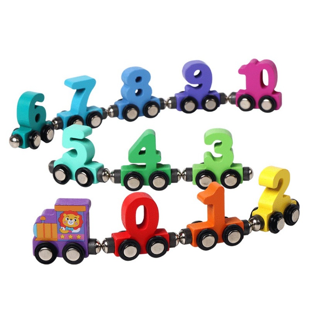Kids Education Number - 1セット 0-10 数字デジタル列車おもちゃ カラフルな磁気式早期教育玩具 デジタル列車線路組み立て 数字列車セット