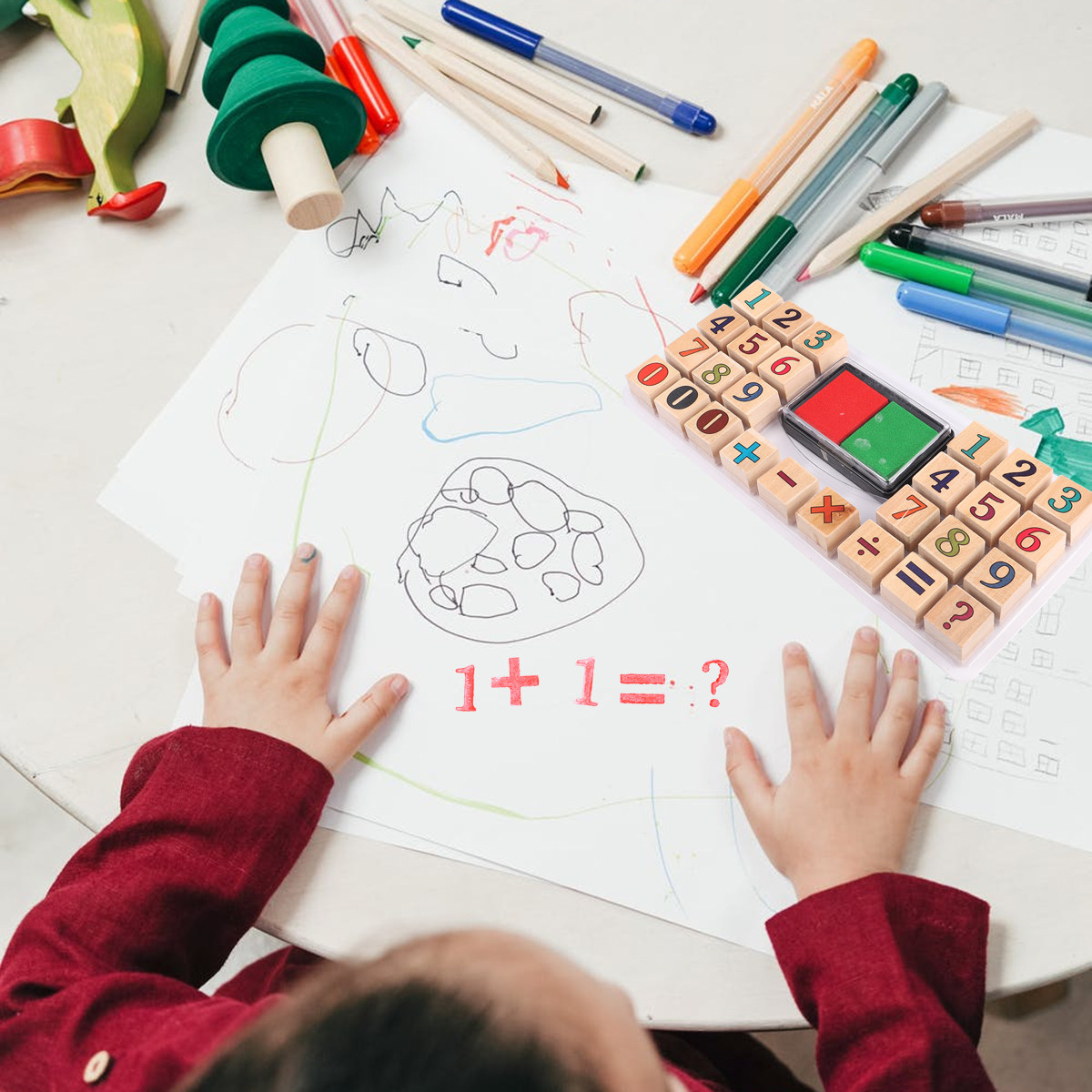 1セットの木製数字スタンプ。創造性を育む学習用スタンプで、子 - Kids Education Number のレビューと価格