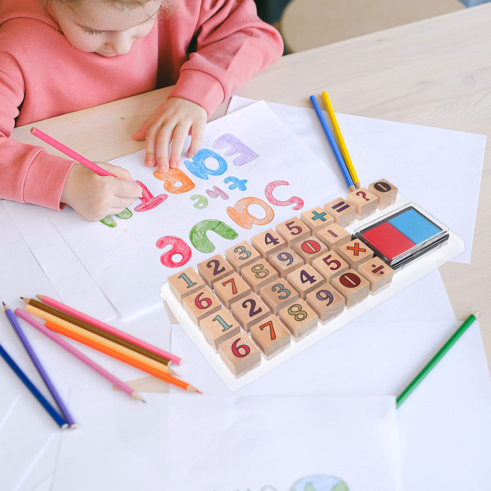 1セットの木製数字スタンプ。創造性を育む学習用スタンプで、子 - Kids Education Number のレビューと価格