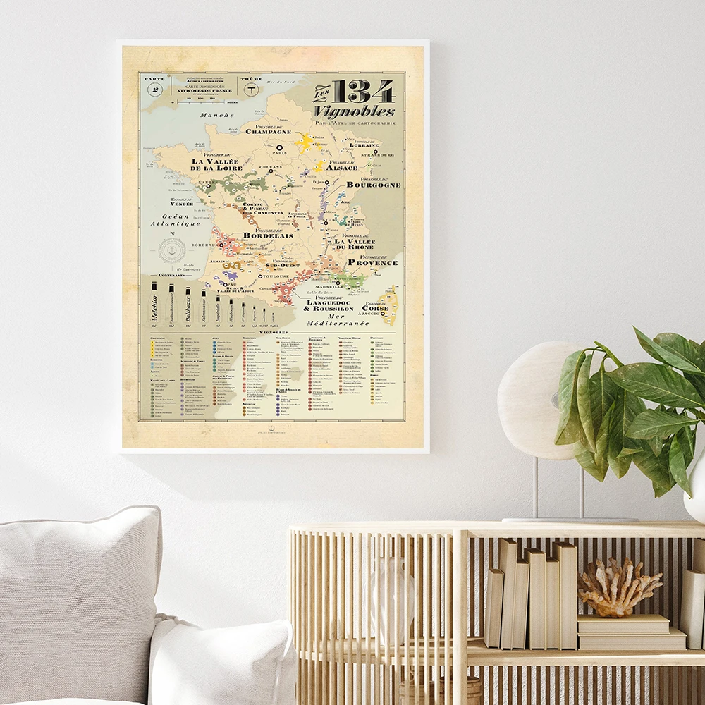 レトロ地図ヨーロッパ都市つるフランスの地図オールドスクール壁 - Kids Education Quote のレビューと価格
