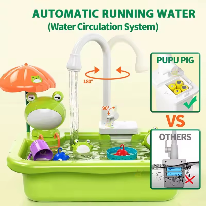 新しい子供用キッチンシンク電動食器洗い機、水が流れるおもちゃ - Kids Education Phone のレビューと価格