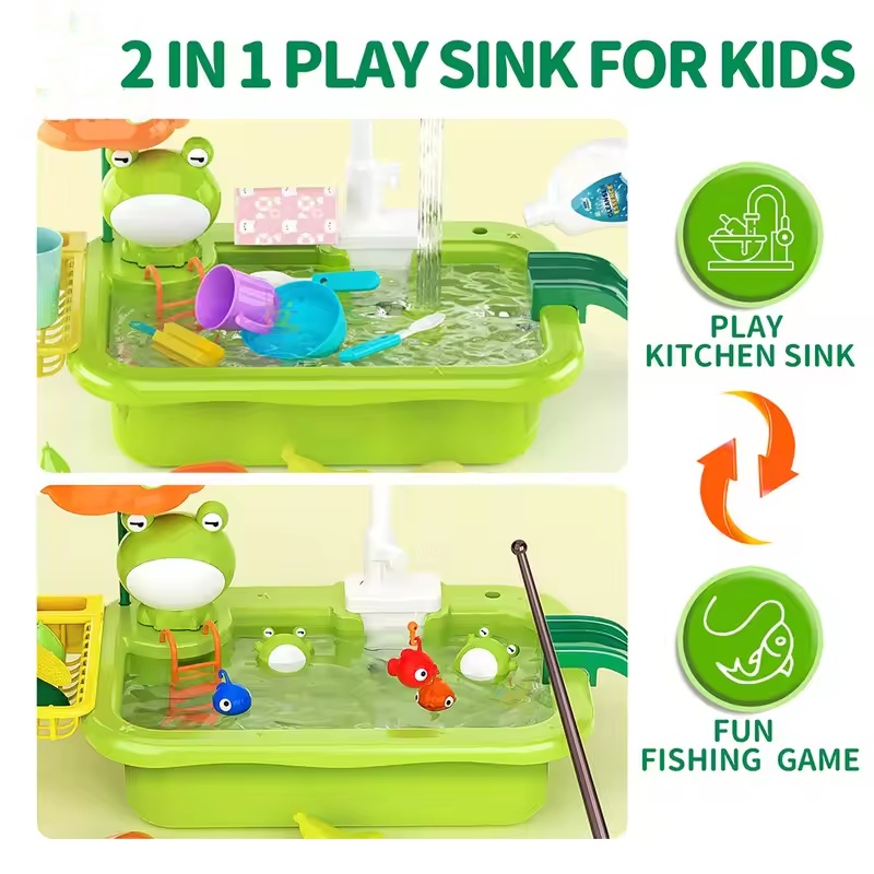 新しい子供用キッチンシンク電動食器洗い機、水が流れるおもちゃ - Kids Education Phone のレビューと価格